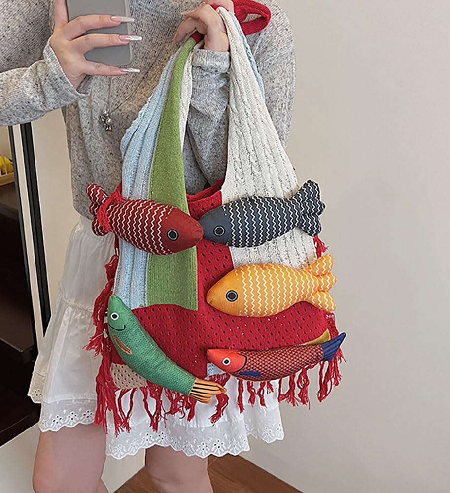 Ningaloo Reef - Boho Fringe Tote Red