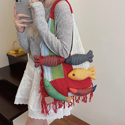 Ningaloo Reef - Boho Fringe Tote Red
