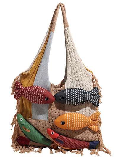Ningaloo Reef - Boho Fringe Tote Khaki