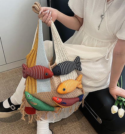 Ningaloo Reef - Boho Fringe Tote Khaki