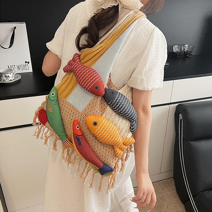 Ningaloo Reef - Boho Fringe Tote Khaki