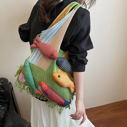 Ningaloo Reef - Boho Fringe Tote Green