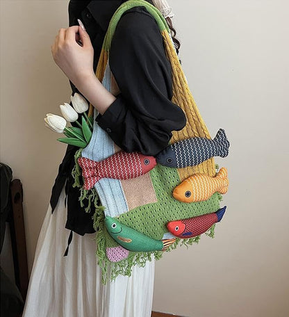 Ningaloo Reef - Boho Fringe Tote Green