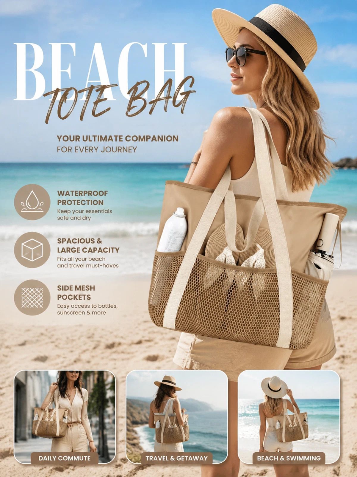 Cottesloe Tote Brown - beach lifestyle