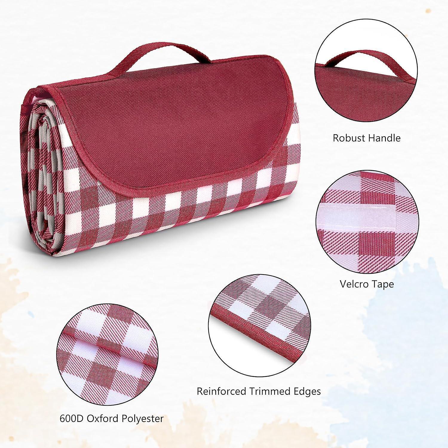 Lake Eildon Gingham Picnic Rug - construction details