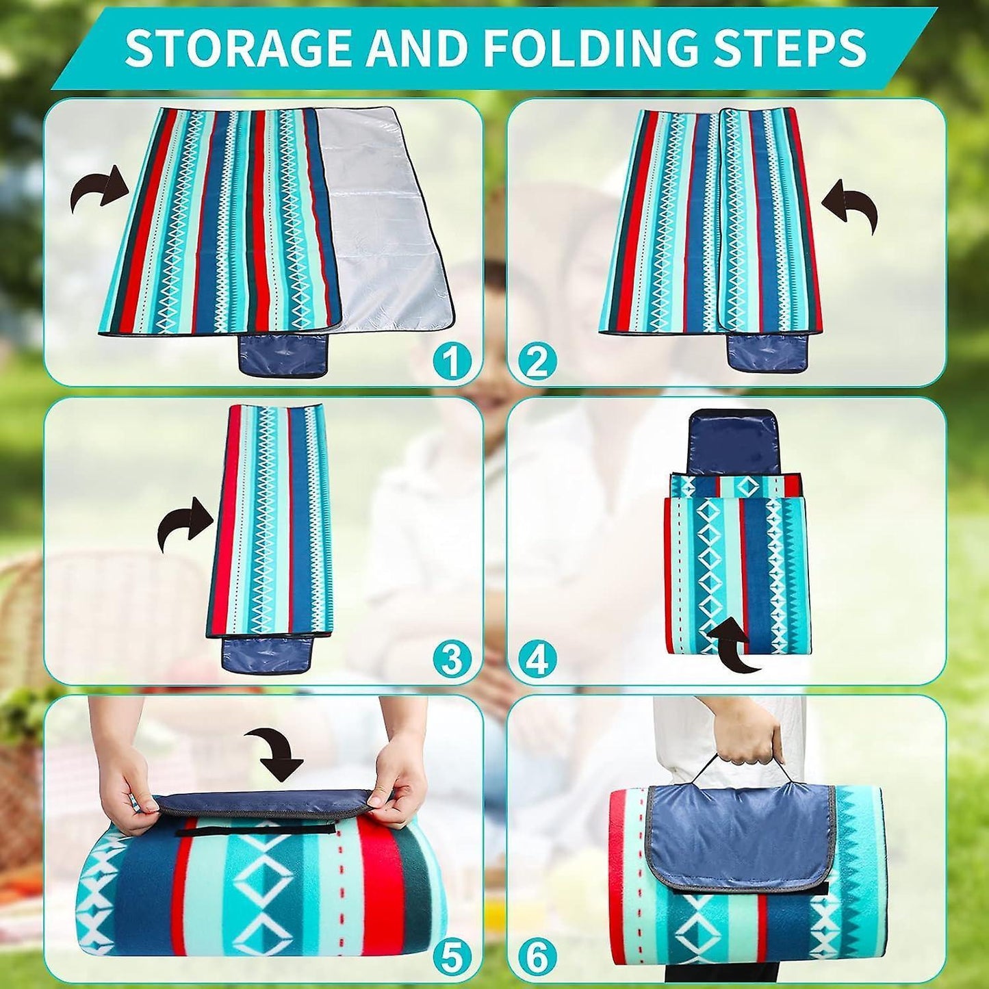Bribie Sands Picnic Rug - folding steps