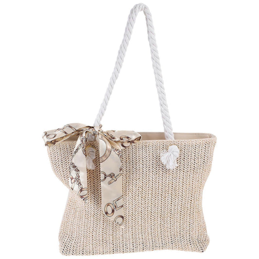 Whitehaven Straw Tote - side view